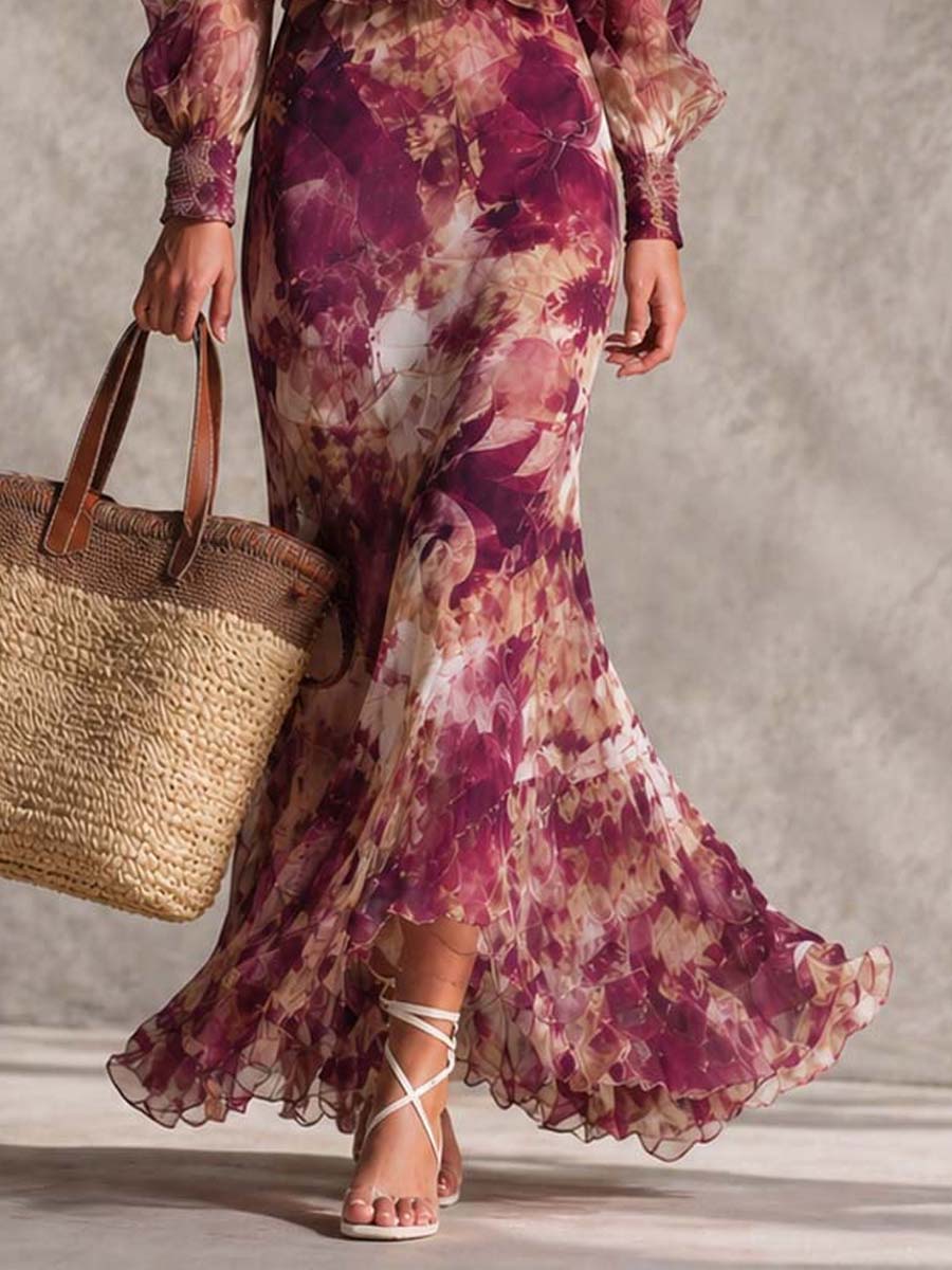 Rosa | Off-Shoulder Chiffon Maxi Dress for Women