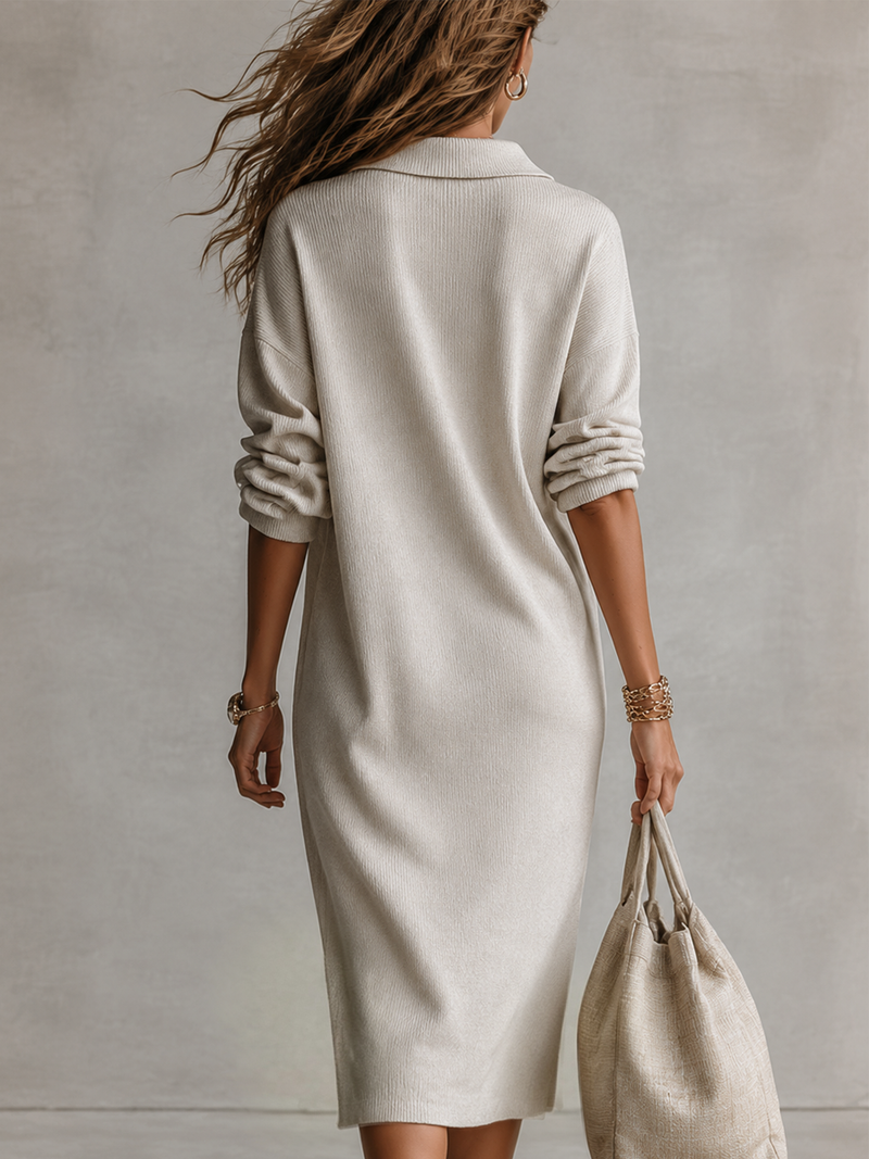 Seraphine | Collared Long-Sleeve Midi Dress