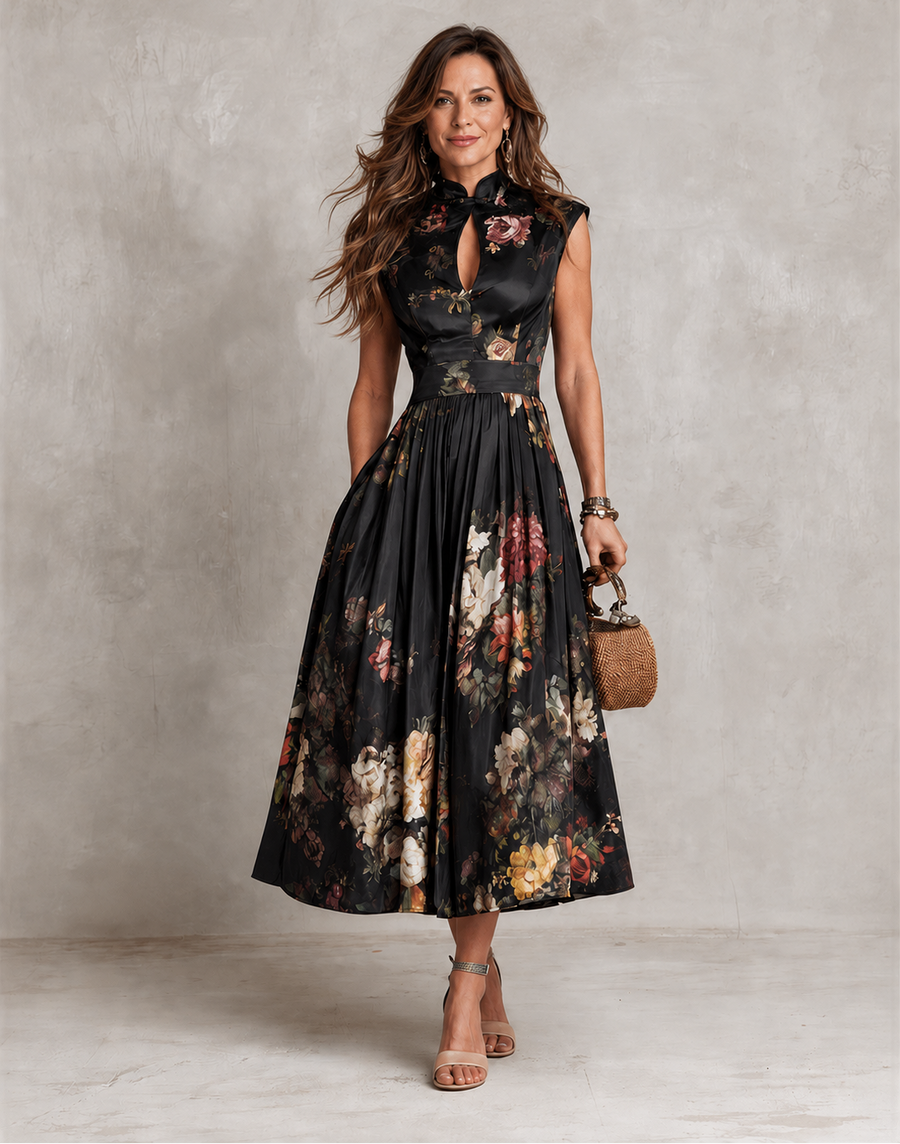 Mia | Keyhole Pleated Dress