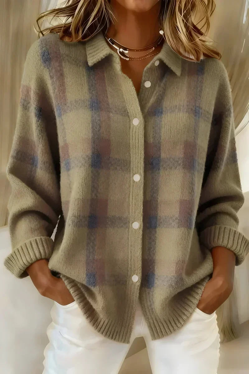 Taylor | Checked Knit Cardigan for Women