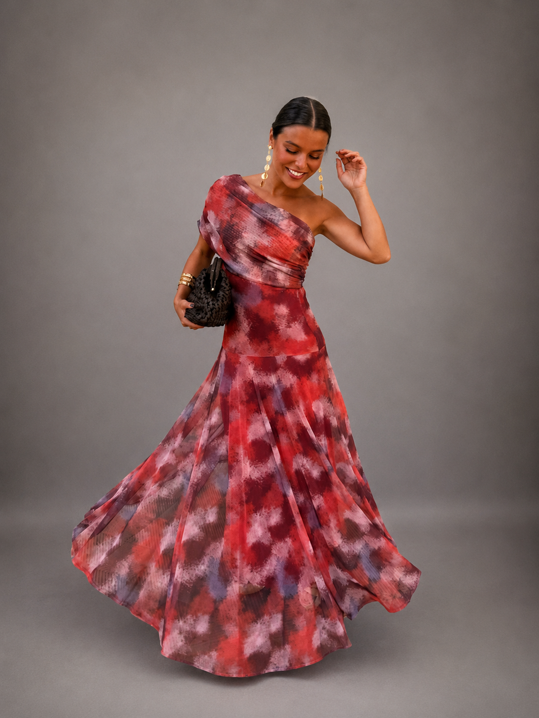 Valentina | Watercolor Off-Shoulder Maxi Dress for Women