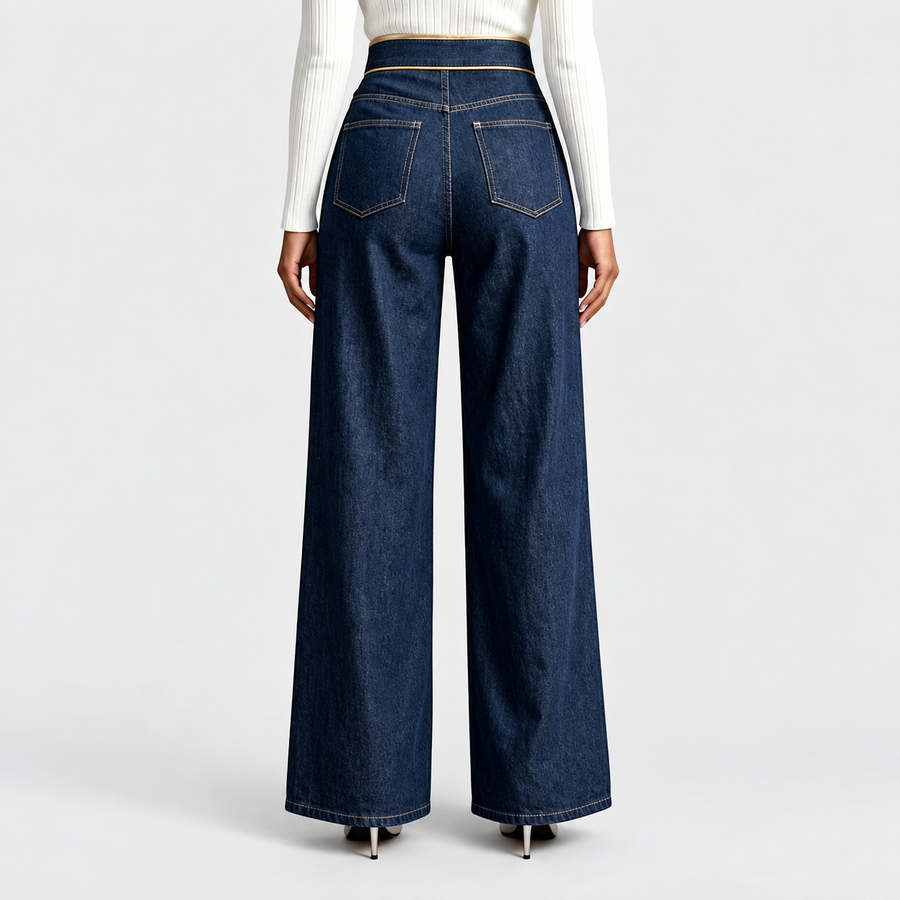 Robin | Contrast-Piped Wide-Leg Pants