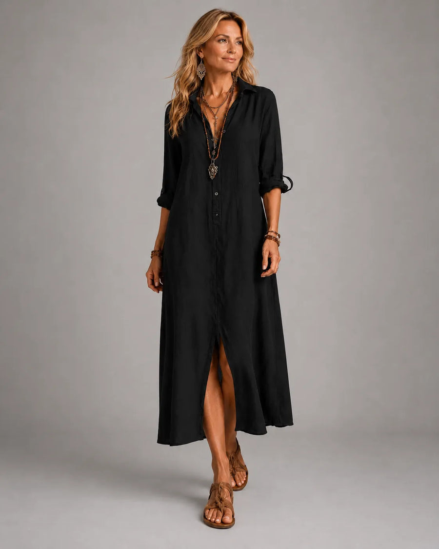 Naomi | Button-Front Bohemian Maxi Dress for Women