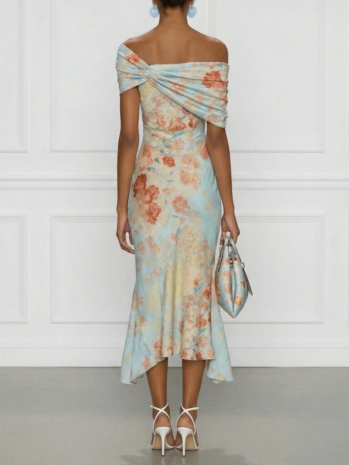 Vittoria | Off-Shoulder Floral Mermaid Midi Dress for Women
