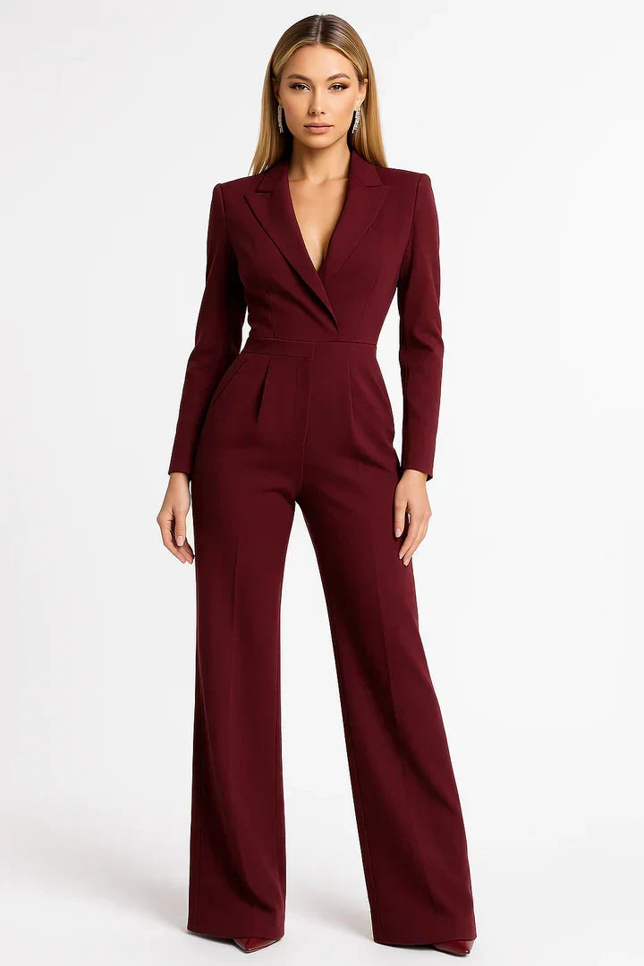 ZAAN Original | Luxe Blazer Jumpsuit with V-Neck and Wide-leg Fit