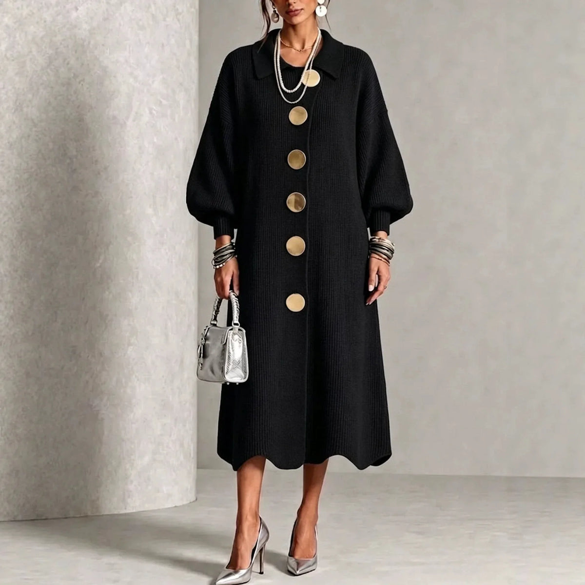Gina | Button-Down Collared Maxi Dress