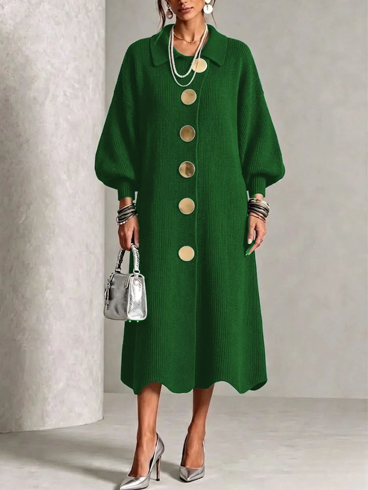 Gina | Button-Down Collared Maxi Dress
