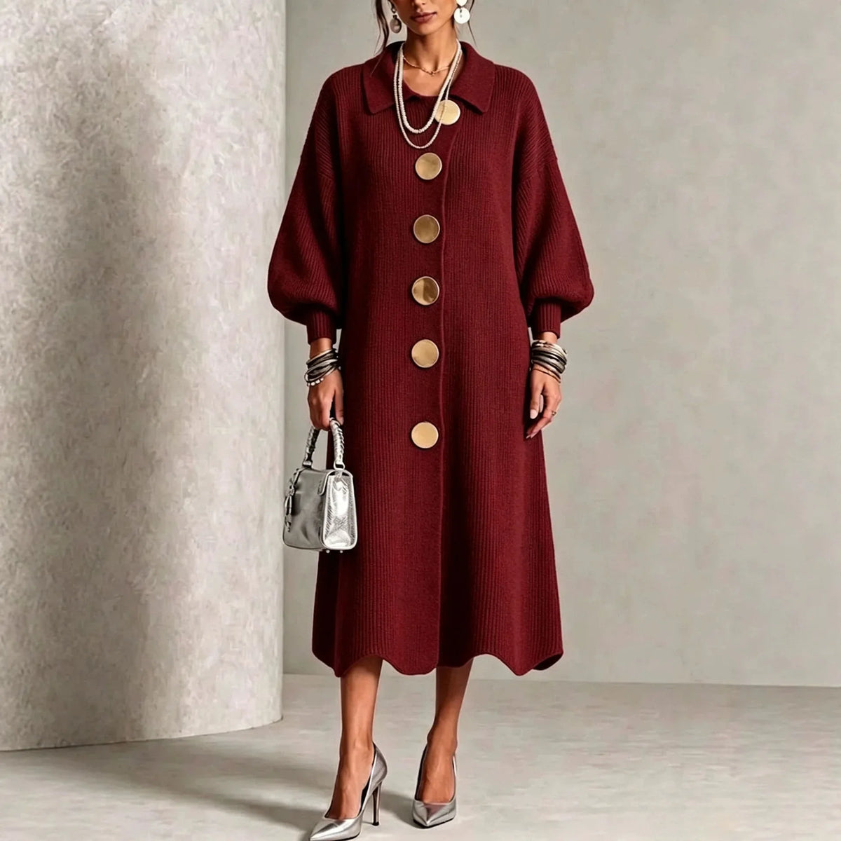Gina | Button-Down Collared Maxi Dress