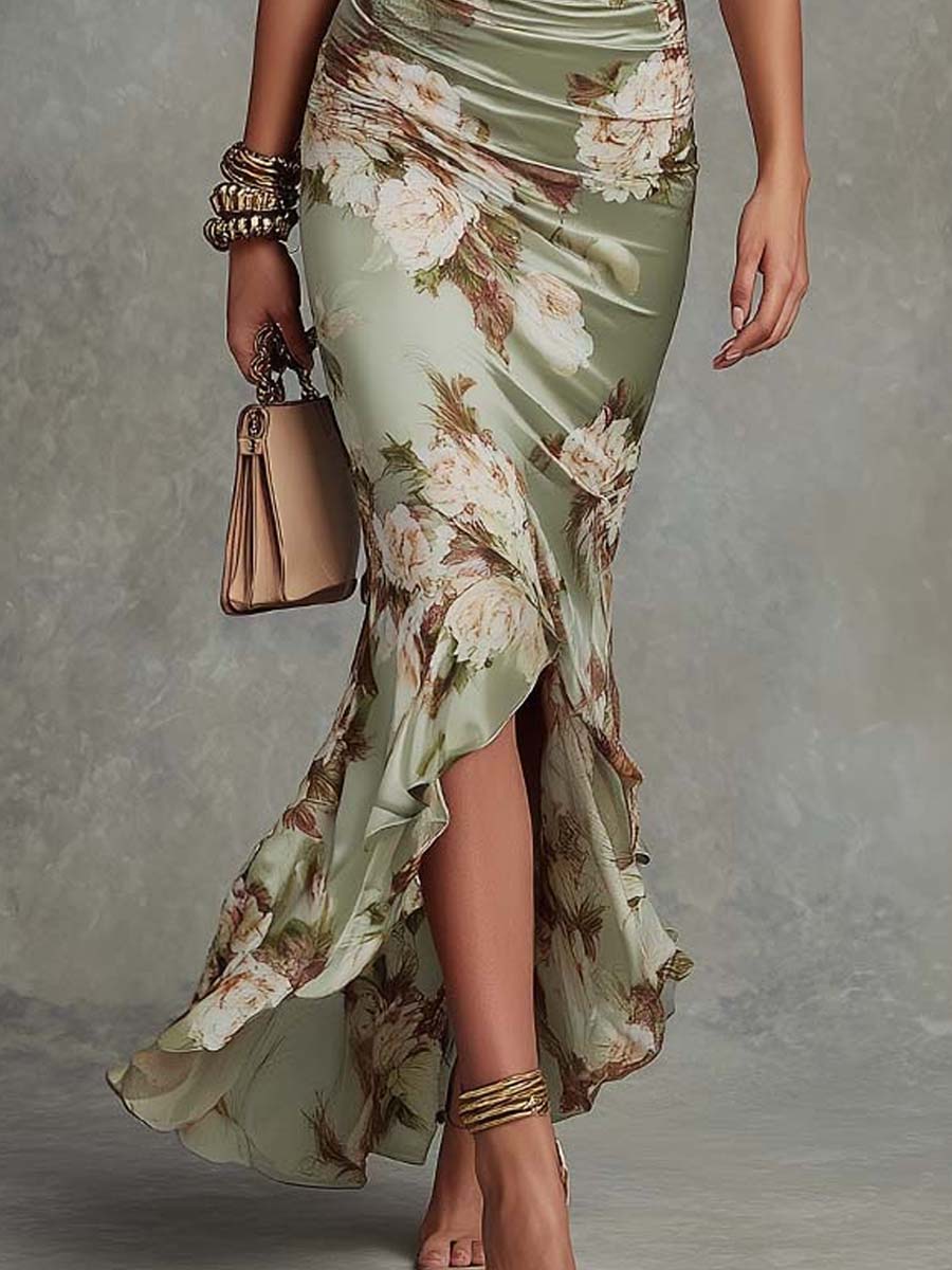 Vivienne | Bell Sleeve Satin Maxi Dress for Women
