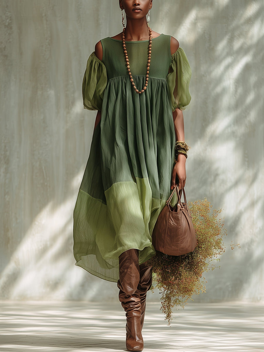 Jessica | Chiffon Off-Shoulder Midi Dress for Women