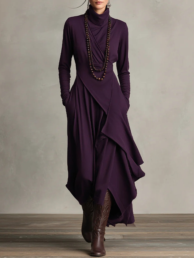 Genevieve | Turtleneck Draped Maxi Dress for Women