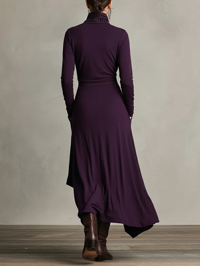 Genevieve | Turtleneck Draped Maxi Dress for Women