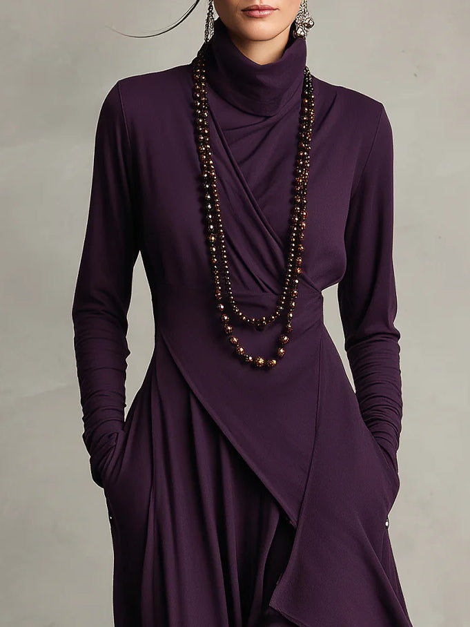 Genevieve | Turtleneck Draped Maxi Dress for Women