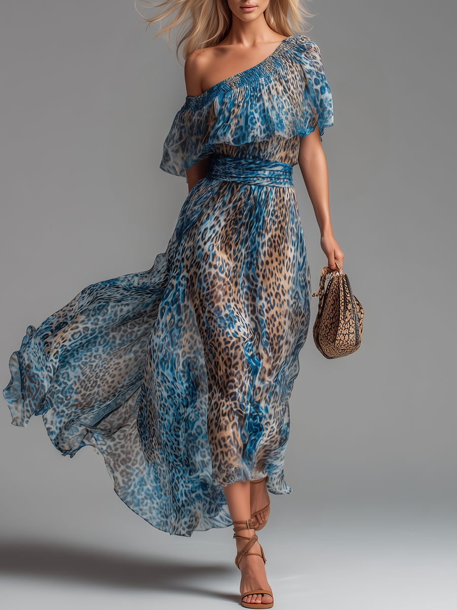 Wild | Leopard Print Chiffon Maxi Dress for Women | Bold Style