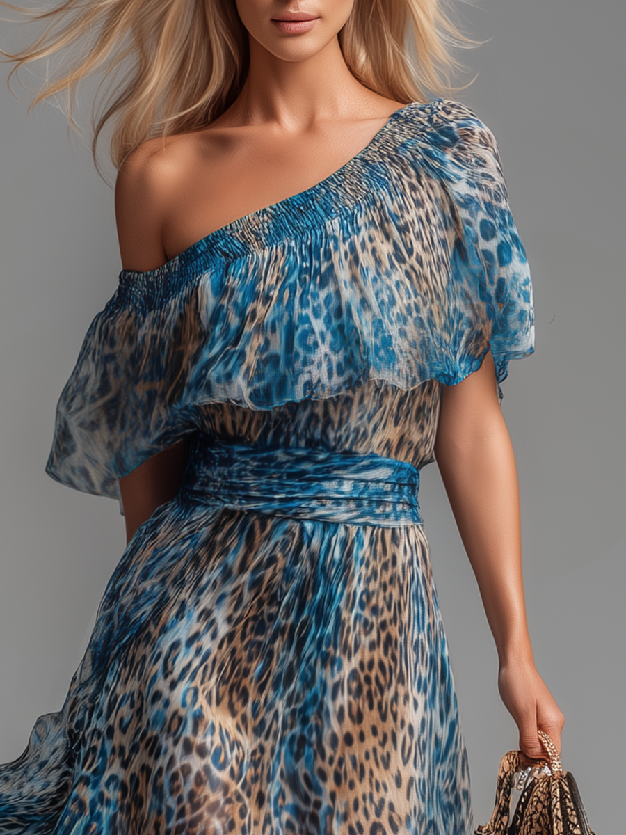 Wild | Leopard Print Chiffon Maxi Dress for Women | Bold Style
