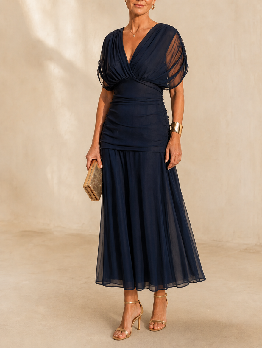 Seraphine | Ruched Flutter Midi