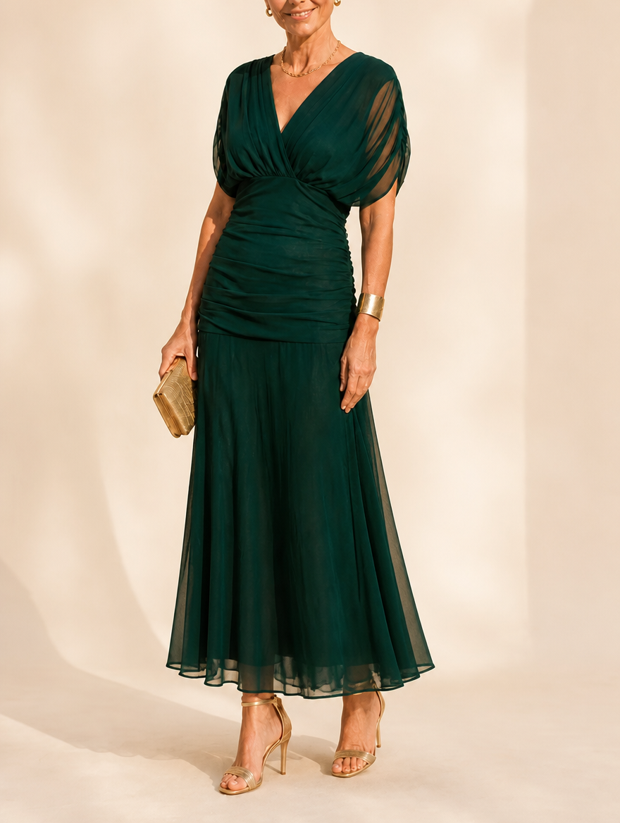 Seraphine | Ruched Flutter Midi
