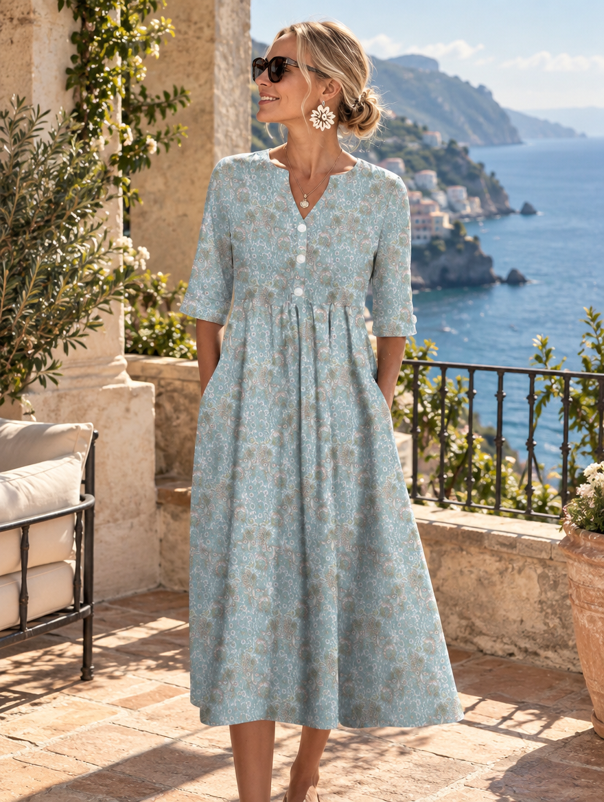 Elly | Floral Summer Midi Dress for Women