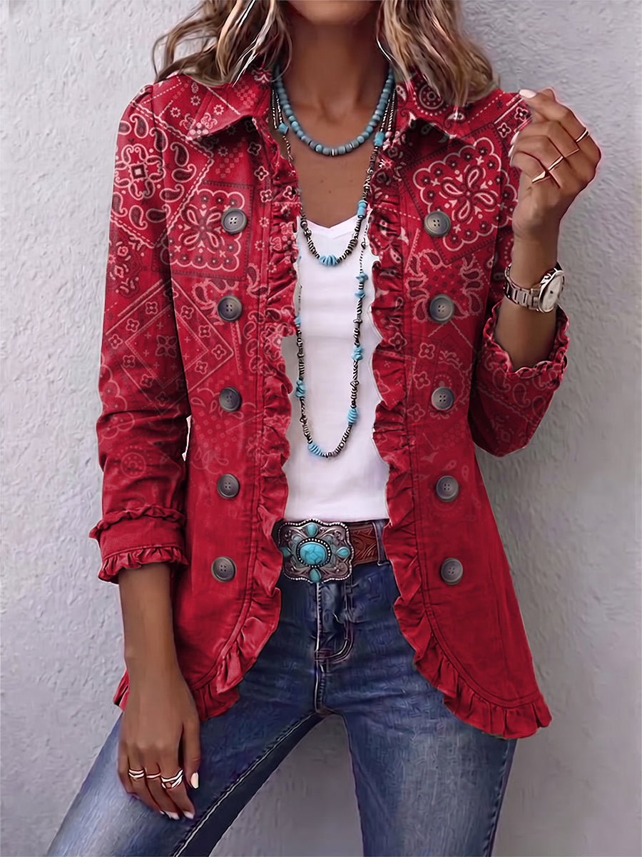 Criselle | Paisley Ombre Print Ruffled Jacket for Women