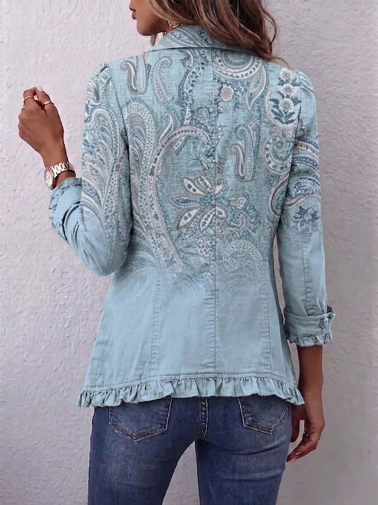Estrella | Vintage Paisley Print Ruffled Jacket for Women